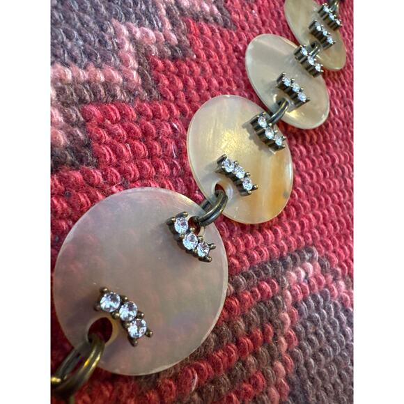 Silpada Bracelet K&r Brass Swarovski Crystal Horn Disks Retired 60s - Picture 2 of 7